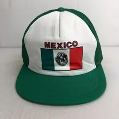【USA古着】MEXICO メキシコ 国旗 ビンテージ メッシュキャップ 緑 白