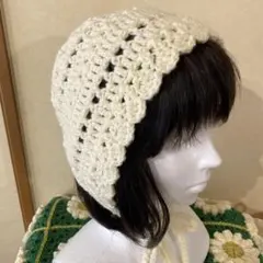 ボンネット　ハンドメイド　バブーシュカ　ヘッドドレス　ニット帽