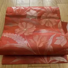 未使用　九寸名古屋帯　草花　金糸　正絹　汚れなし　171のサムネイル