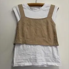 レピピアルマリオ　レイヤード風 Tシャツ ベージュ ホワイト　M 150cmのサムネイル