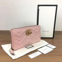 GUCCI GGマーモント ラウンドファスナー長財布 443123 ピンク 80 