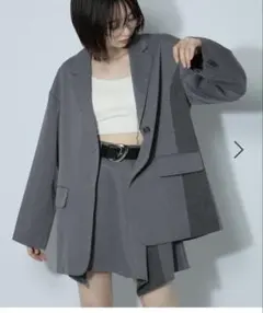 ページボーイ　チェックミックスジャケット　グレー