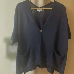 ネイビー Vネック カーディガン 半袖