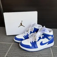 ナイキ ウィメンズ エアジョーダン1ミッドケンタッキーブルー 箱付き24.5cm