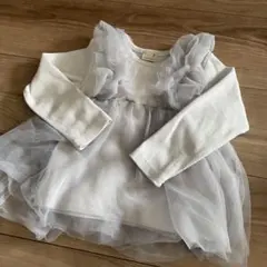 petit main フリル付きホワイトトップス　90