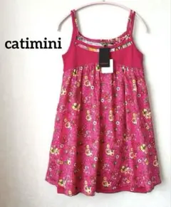 カティミニ　ノースリーブ ワンピース　花プリント 肩ひも　フレア　綿　フランスのサムネイル