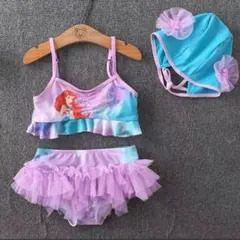 ☆新品　アリエル水着　セパレート　キャップ付き130cm