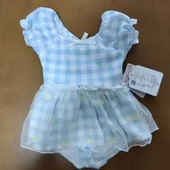 【新品未使用】90cm水色チェック ベビー水着