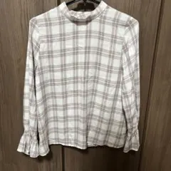 【NBB】長袖ブラウス　チェック柄　Sサイズ