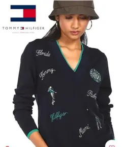 美品✨TOMMY HILFIGERトミーヒルフィガー Vネック ニット 刺繍