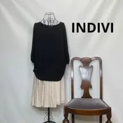 3624【切返白黒44サイズ】インディヴィ　プリーツワンピース