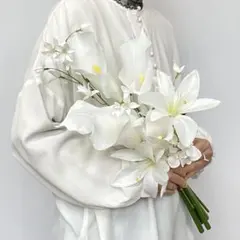 ウェディングブーケ 胡蝶蘭　カラー　ユリ　クラッチブーケ　和装アーティフィシャル
