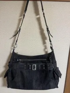 【GRANCY】デニムパンツスタイル ショルダーバッグ ブラック
