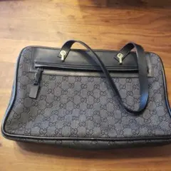 【希少】グッチ トートバッグ キャンバス×レザー GG柄 肩掛け 黒系