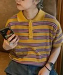 CIAOPANIC TYPY レトロボーダーニットポロ Msize