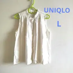 UNIQLO　リネンブレンド ノースリーブシャツ 　L 　ホワイト