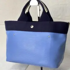✨未使用級✨トプカピ　トート　ハンド　バッグ　銀ボタン　リプルネオレザー　ブルー
