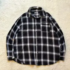 Vintage 古着　オンブレ　チェックシャツ　シャドーチェックシャツ　ロゴ刺繍