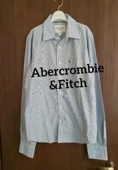 アバクロ Abercrombie&Fitch 長袖シャツ ストライプ 青 L