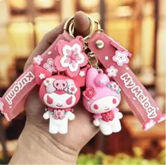 My Melody & Kuromi 桜モチーフキーホルダー 2個セット