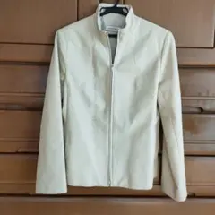 HARMONICA Mサイズ クリーム色ジップアップ革レザージャケット