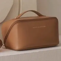 【新品】メイクポーチ 大容量 持ち運び 送料無料 ブラウンポーチ