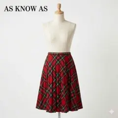 AS KNOW AS アズノゥアズ タータンチェック プリーツスカート 赤 38のサムネイル