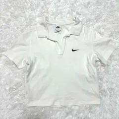極美品　NIKE ナイキ　クロップドポロシャツ　ミニT 白　ショートスリーブ　M