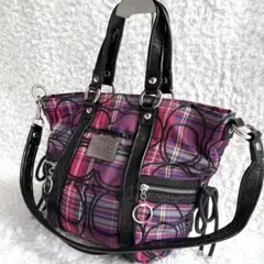 Y2K COACH POPPY Tartan Check 2way Tote - メルカリ