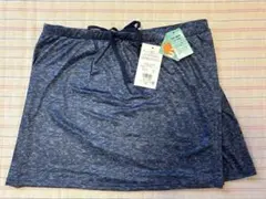 【新品】ヒップをカバーするアクティブスカート 　杢調ネイビーＬＬ〜３Ｌ