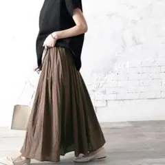 おしゃれカラー　ブラウン フレアスカート　ロングスカート