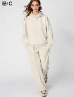 新品ユニクロ UNIQLO　スウェットストレートパンツ ナチュラル M