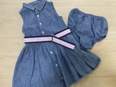 ラルフローレン デニムノースリーブワンピース ベルト付き