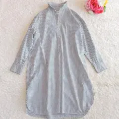 Spick & Span パール ストライプ コットン シャツワンピース