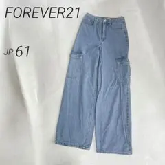 FOREVER21 デニムカーゴパンツ　ジーンズ　ハイウエスト　ワイドのサムネイル