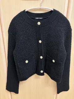 GU ダブルポケットニットジャケット S ブラック カーディガン
