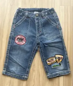 【mikihouse DOUBLE.B】 美品 デニム ズボン 刺繍 青 くまのサムネイル