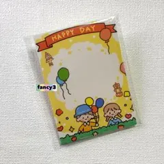 女の子＆男の子＆くまさん‪✕Happydayバルーン【たて型メモ・メモ帳】