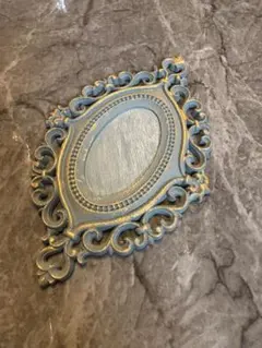 アンティーク　木製フレーム 青と金