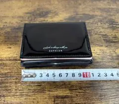 ブラック がま口三つ折り財布