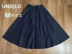 【美品】UNIQLO ユニクロ ドット柄フレアスカート 紺 M