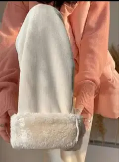 コーデュロイ裏起毛パンツ アプリコット