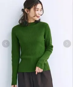 グリーン ハイネックニット M