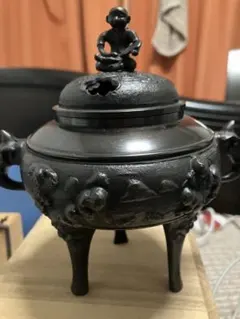 一点限り　高級　中古品　蝋型鋳銅 三つ足香炉 金工作家 村田宏作 蝋型鋳銅 三つ足香炉 金工作家 村田宏作 一点限り 高級 中古品 蝋型鋳