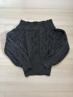 RONI ダークグレー ケーブルニット XXS オフショルダー SHEIN