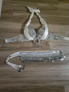 シルバーベリーダンスBellydanceブラベルトセットアップ2点セット
