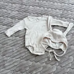 Cottoli コトリ バースデイ ウサギ耳帽子 リブロンパースセット