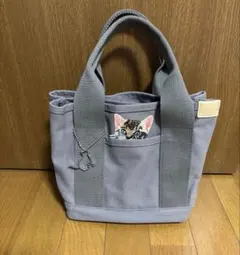 猫柄キャンバストートバッグ グレー