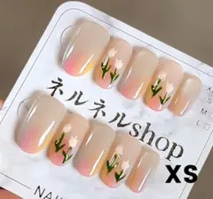 1319:ベージュピンクマグネットからカラフルフレンチとチューリップ☆XSサイズ