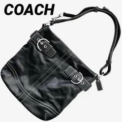 COACH ShoulderBag All leather buckle BK - メルカリ